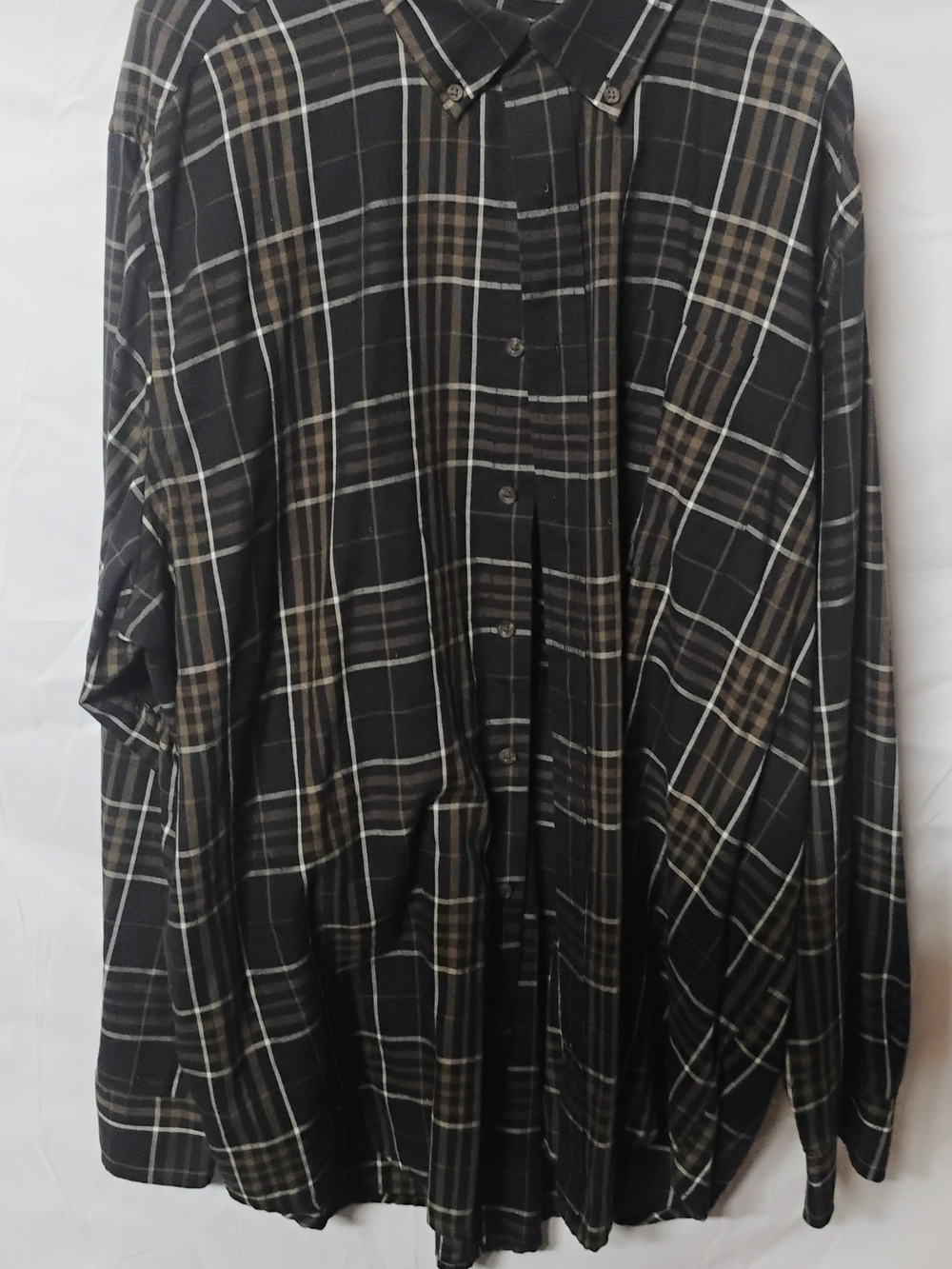 George Black and Brown Plaid Button-Down Shirt